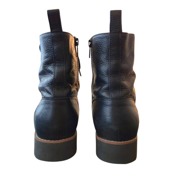 Vionic Lani Black Leather Lace Up Boots Size 9.5 Low Heel Comfort Edgy Grunge - Picture 5 of 10